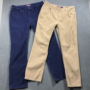 Lot of 2 Vineyard Vines Mens Corduroy Pants 5 Pocket Blue & Beige Size 34 x 31